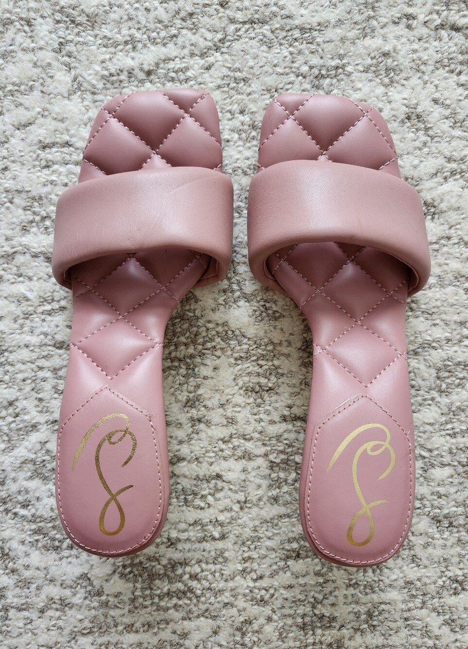 Sam Edelman Pink Quilted Slide Sandals